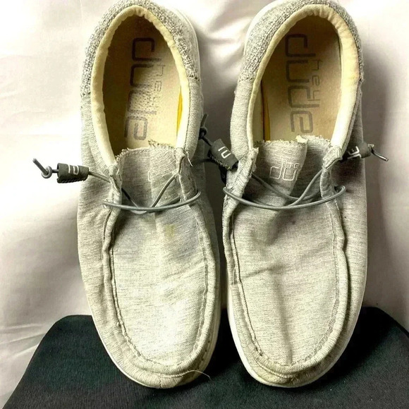 HEY DUDE WALLY FUNK GRAY  TWEED LOOK MENS SIZE 12 GOOD CONDITION LOAFER SHOES - Picture 1 of 10